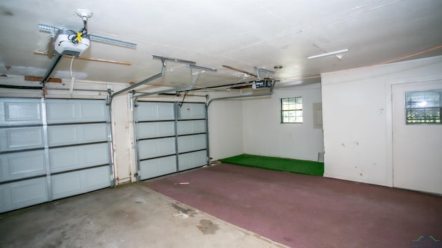 garage with a garage door opener