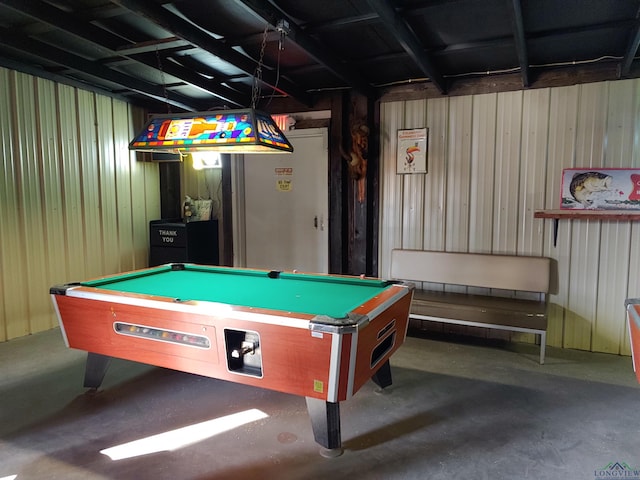 playroom with concrete flooring and pool table