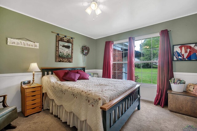 bedroom featuring carpet and ceiling fan