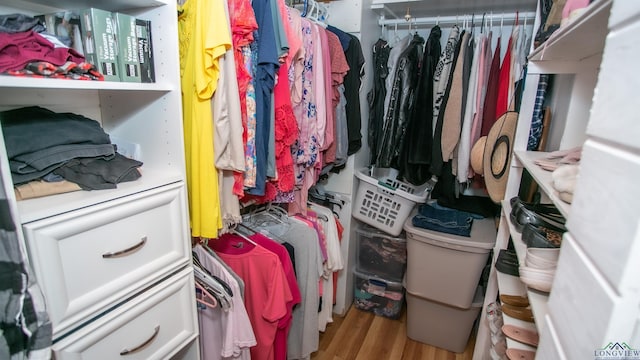 spacious closet with wood finished floors