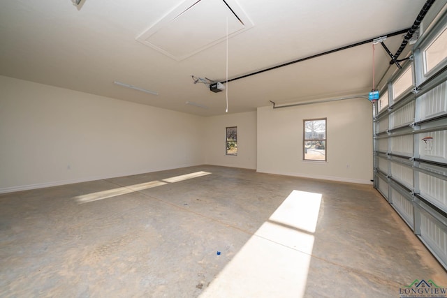 garage with a garage door opener