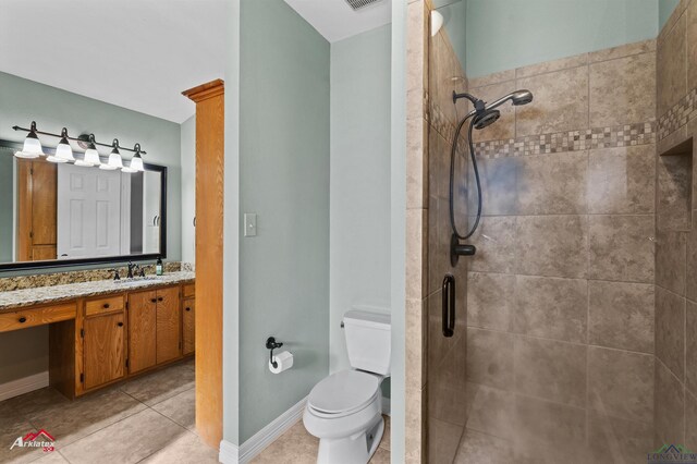 327 Forest Hls, Hallsville, TX 75650 - full bath with a tile shower, vanity, and tile patterned floors