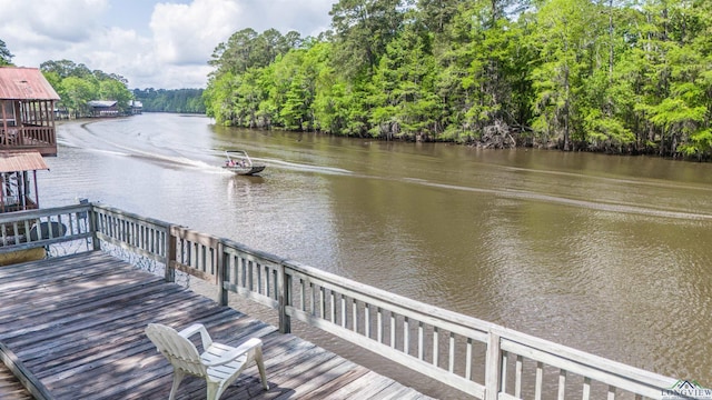 view of dock featuring a water view