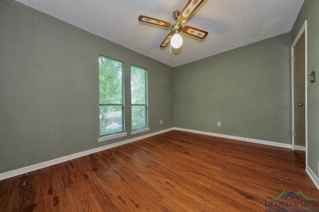 324 Highlander Hts, Hideaway, TX 75771 - empty room featuring a textured ceiling, ceiling fan, wood finished floors, and baseboards