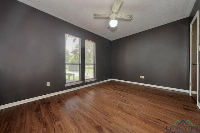 324 Highlander Hts, Hideaway, TX 75771 - spare room featuring a ceiling fan, a textured ceiling, baseboards, and wood finished floors