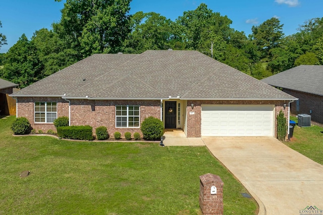 107 Lakeway Ln, Longview, TX 75604 - view of front of property with a garage, a shingled roof, and a front lawn