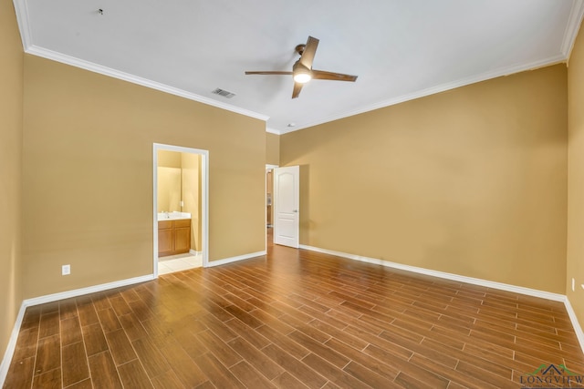 406 Alta St, Longview, TX 75604 - spare room featuring ceiling fan, baseboards, wood finished floors, and visible vents