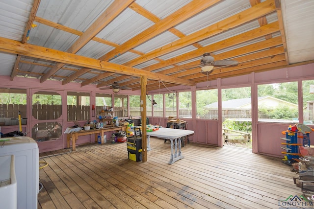 604 Kay Ct, Longview, TX 75601 - sunroom featuring ceiling fan and washer / clothes dryer