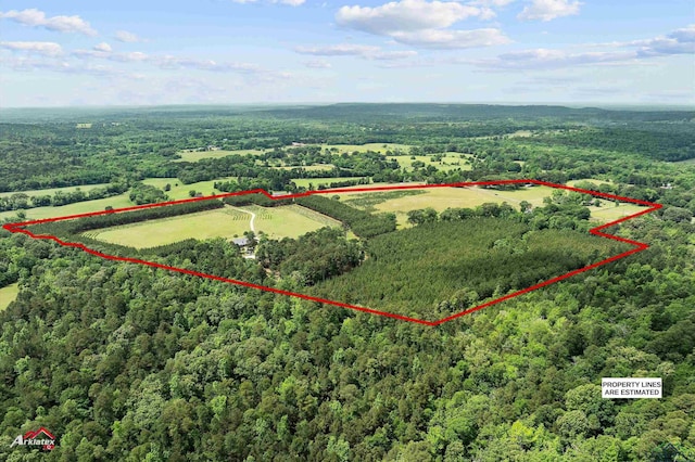 aerial view with a wooded view