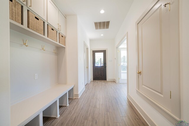 mudroom featuring light hardwood / wood-style flooring