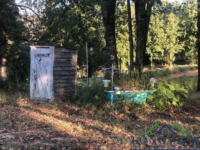 view of storm shelter