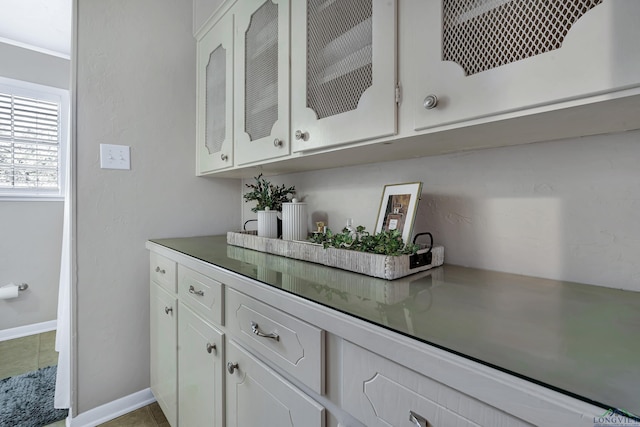 bar with white cabinets