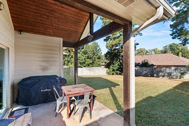 view of patio with area for grilling