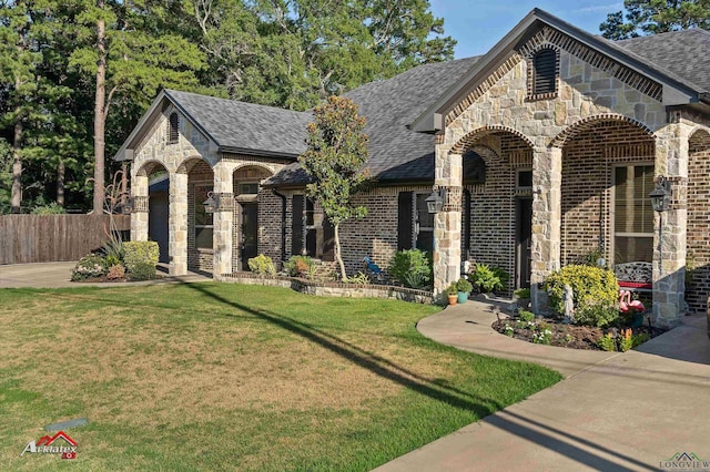 view of front of house featuring a front lawn