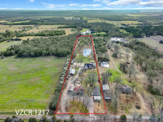 aerial view with a rural view