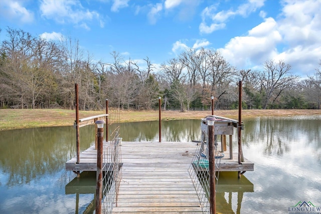 view of dock featuring a water view