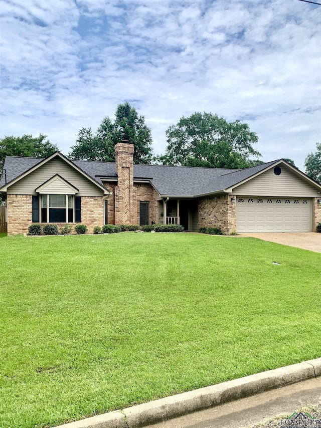 4401 Leland St, Marshall, TX 75672 - single story home with concrete driveway, a garage, brick siding, and a front yard