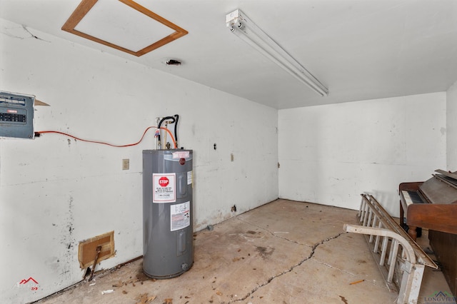 utility room with electric water heater