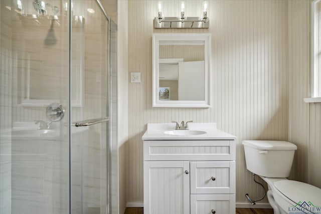 1480 Woodland Dr, Canton, TX 75103 - bathroom featuring vanity, a shower with door, and toilet