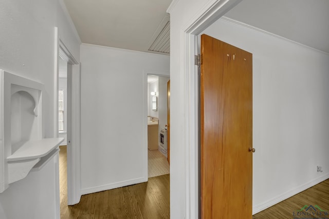 hallway featuring dark hardwood / wood-style floors