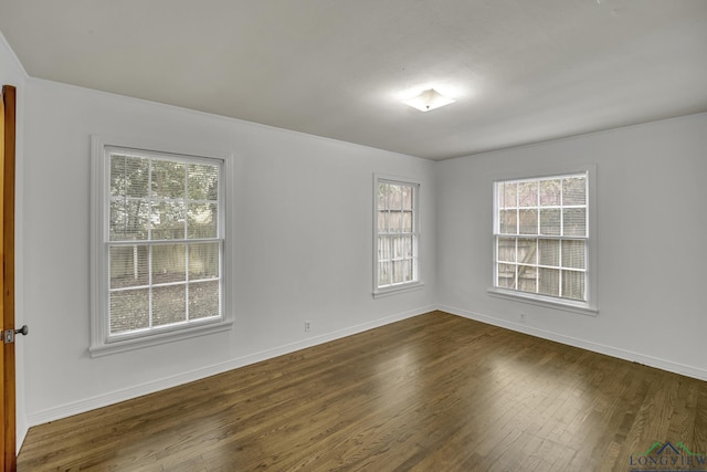 empty room featuring dark hardwood / wood-style flooring and plenty of natural light