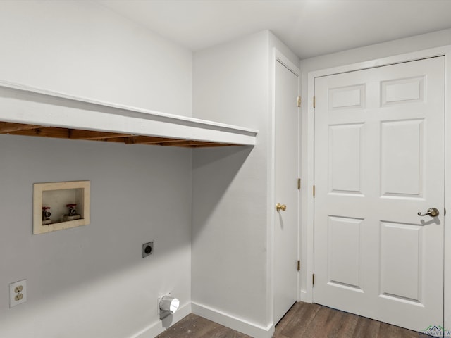 306 W Gilmer, Big Sandy, TX 75765 - washroom featuring washer hookup, dark wood finished floors, and hookup for an electric dryer