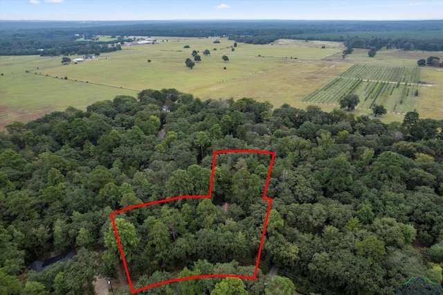 birds eye view of property with a rural view