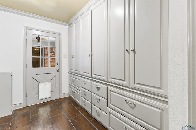 interior space featuring crown molding