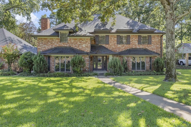 view of front of house with a front lawn