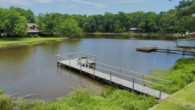 dock area featuring a water view