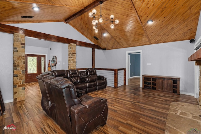 3718 Ben Hogan Dr, Longview, TX 75605 - living area featuring wood ceiling, wood finished floors, and a chandelier