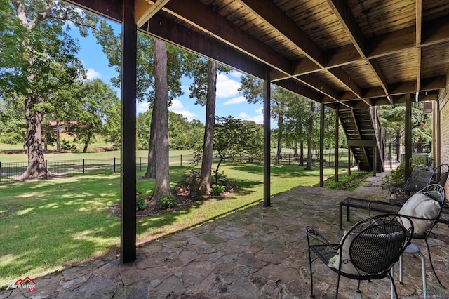 3718 Ben Hogan Dr, Longview, TX 75605 - view of patio / terrace with stairs and view of scattered trees