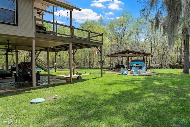 view of yard featuring a deck