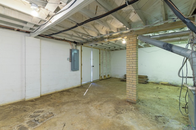 basement with electric panel