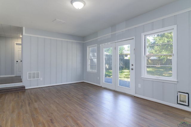 interior space with dark hardwood / wood-style flooring