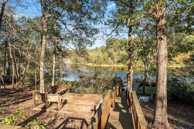 view of dock featuring a water view