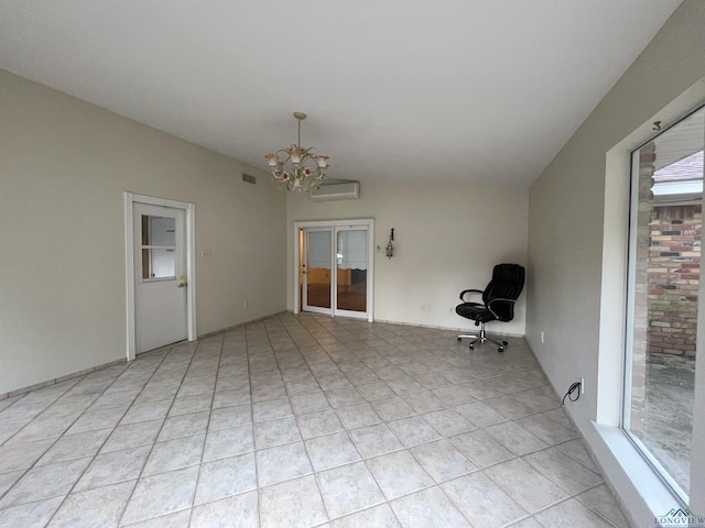 201 Mockingbird Ln, Longview, TX 75601 - unfurnished sunroom featuring a chandelier and an AC wall unit