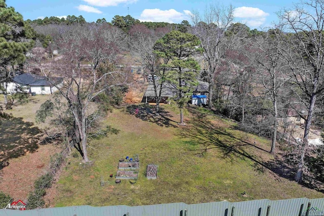 bird's eye view with a view of trees