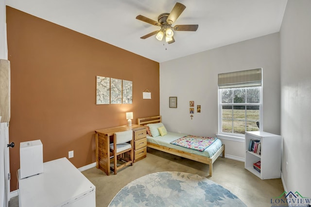 17255 Stella Maris St, Winona, TX 75792 - bedroom with light colored carpet, baseboards, and ceiling fan