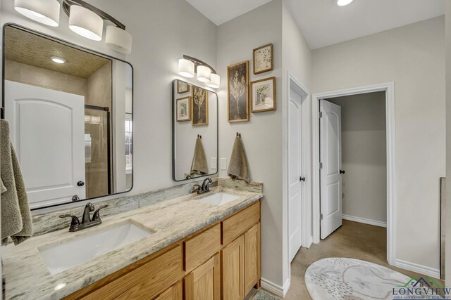 17255 Stella Maris St, Winona, TX 75792 - full bath with a sink, baseboards, and a tile shower