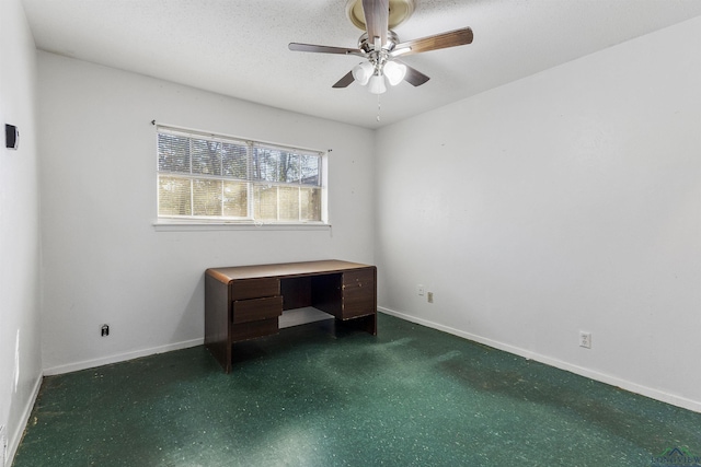 interior space featuring ceiling fan