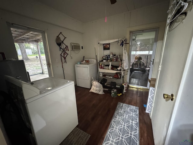 1641 Handy Rd, Diana, TX 75640 - laundry area featuring wood finished floors and washer and dryer