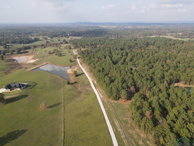 bird's eye view with a rural view and a water view