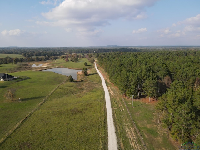 bird's eye view with a rural view and a water view