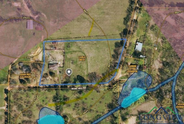729 Rosehill Rd, Timpson, TX 75975 - map of property location with property boundaries highlighted