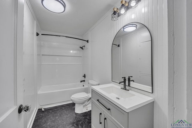 3608 Fm 1970, Carthage, TX 75633 - full bath featuring vanity, toilet, bathtub / shower combination, and marble finish flooring
