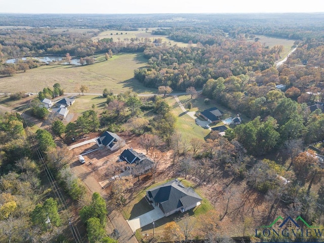 birds eye view of property featuring a rural view