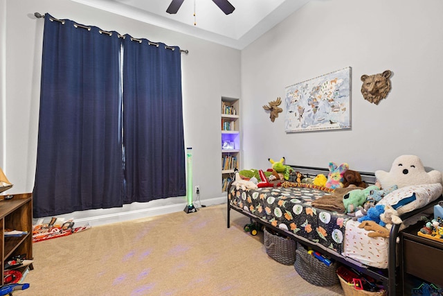 bedroom featuring carpet and ceiling fan