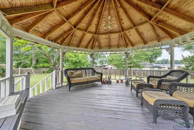 280 S Stonewall St, Tatum, TX 75691 - deck featuring a gazebo and a yard