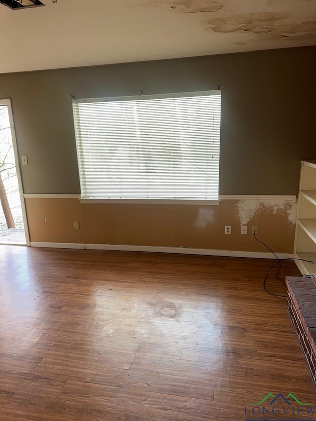 unfurnished room with wood-type flooring and a wealth of natural light